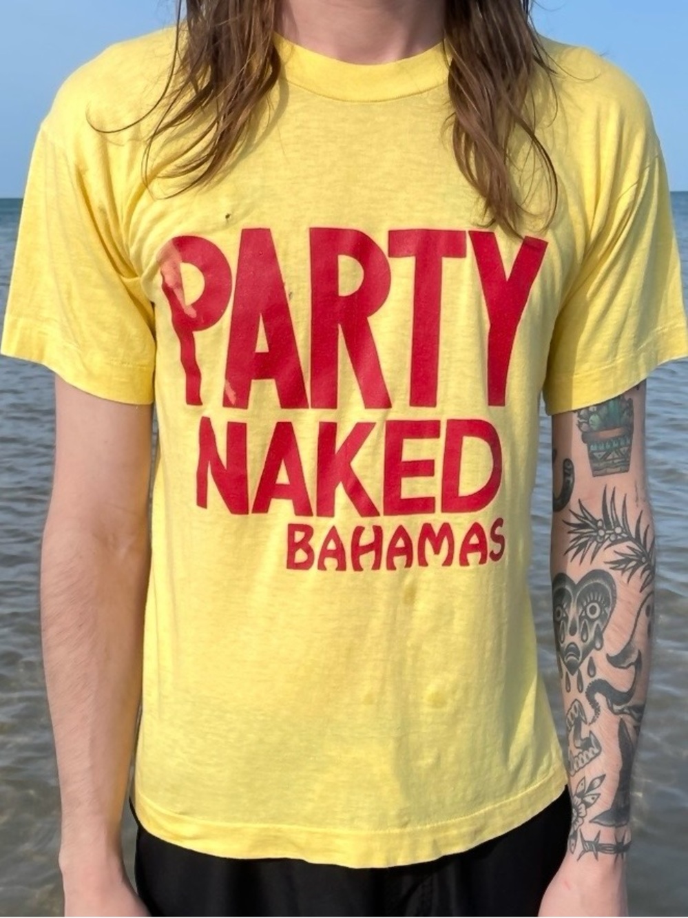 Party Naked Bahamas Yellow Graphic Tee